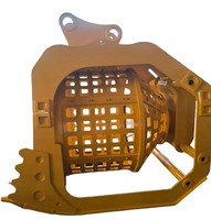 Écran de criblage pour godet d'excavatrice 5T, tambour de criblage, coque perforée, panneaux à boulons, dents de criblage, jaune ambre