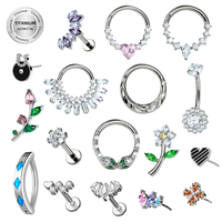 Anting Hidung Titanium TOPOSH G23 Poles Tinggi, Perhiasan Tindik Tubuh, Anting Helix, Stud Labret