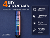 Mini lampe torche LED USB-C EDC avec coque ABS - Étanche, lampe de camping en plein air
