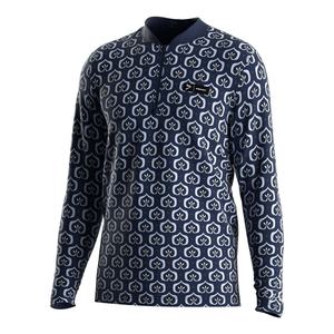 Camiseta de golf de manga larga oversize para hombre con cuello alto y cremallera, de alto rendimiento, sublimada de fábrica - Product Image 1