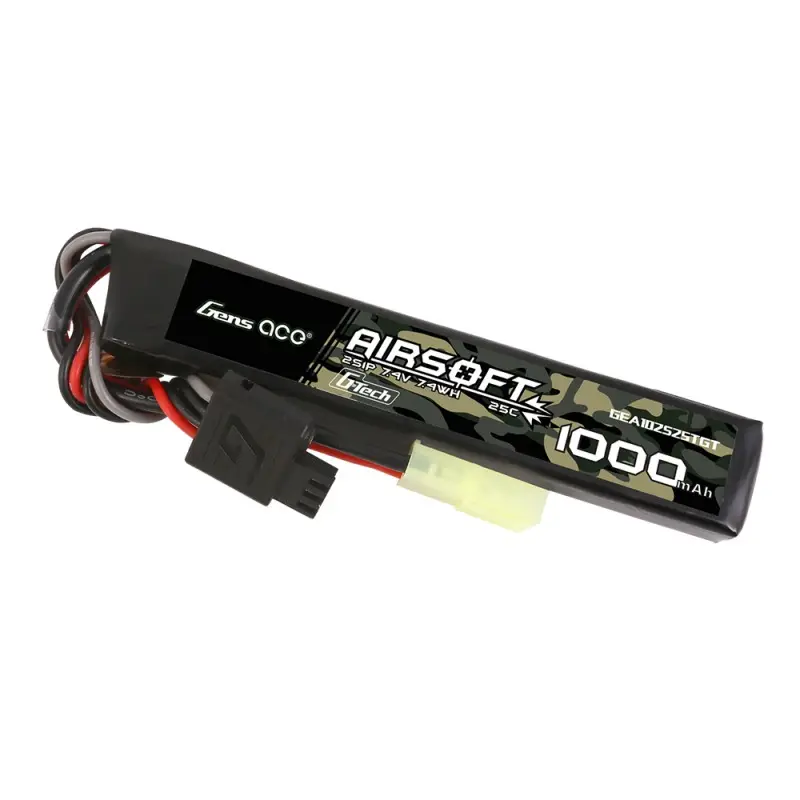 Original Gens 2S 7.4V 25C 1000mAh Airsoft LiPo pin 2S dính pin với Mini Tamiya deans