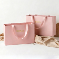 Sac de shopping en papier avec film mat doux au toucher et logo personnalisé, sac de transport pour emballage cadeau imprimé sur mesure