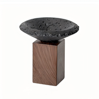 Diffuseur d'huiles essentielles en pierre volcanique avec logo personnalisé, base en bois, bol en béton, aromathérapie, décoration d'intérieur, diffuseur en pierre de lave
