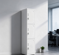 Casier vertical en acier à 3 niveaux, armoire de rangement métallique à 3 portes avec serrure, casier étroit pour personnel de salle de sport, pour usage scolaire ou de bureau