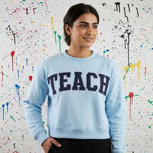 Sudadera con Capucha y Media Cremallera TEACH for BLUE para Hombre, en Terciopelo, Azul Marino, con Apliques Bordados, 100% Algodón, Invierno, CLUSH SPORTS Digital - Product Image 1