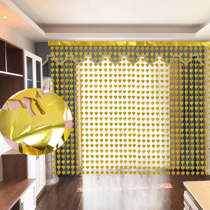 Nuovo sfondo del partito 1*2M cuore metallico Tinsel frangia pioggia stagnola tenda di compleanno sfondo - Product Image 2