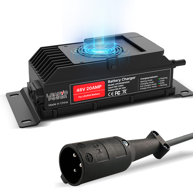 Lifepo4 Battery Charger 48V 20A Smart Anderson Port, 58.4V 20A Fast Charging Waterproof for Electric Vehicle/Golf Cart