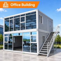 Maisons conteneurs plates personnalisées de 20 pieds avec murs-rideaux en verre, installation facile, caractéristiques détachables pour supermarchés, bureaux et bâtiments