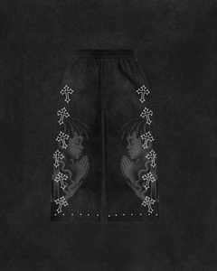 Custom Breathable Men's Summer Smart Casual Streetwear Vintage French Terry Cropped Acid Wash Zip-Up Distressed Rhinestone - Product Image 3