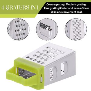 Mini râpe à boîte avec dos magnétique, râpe à légumes et à fromage portable en acier inoxydable pour un rangement facile - Product Image 4
