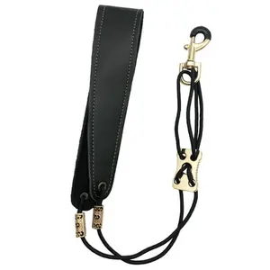 Handmade genuine leather alto tenor soprano saxophone neck straps with metal hook