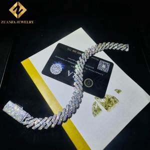 Chaîne cubaine à fermoir boîte pour homme, 12 mm, 2 rangs de pierres, chaîne cubaine diamant DVVS1 sertie à griffes, vente chaude - Product Image 6