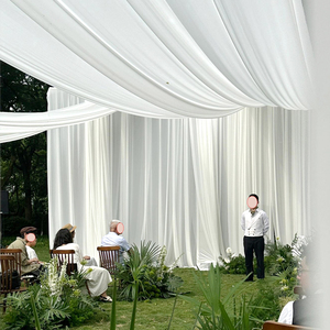 Sfondo bianco matrimonio tessuto decorazione della tenda foresta Chiffon tessuto disposizione sfondo tessuto tenda soffitto arco - Product Image 1