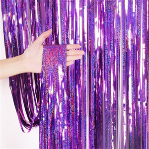 Tirai Laser Foil perada ulang tahun pernikahan dekorasi pesta lajang tirai latar belakang pesta <span class=keywords><strong>Glitter</strong></span> perada emas pinggiran tirai Foil - Product Image 5