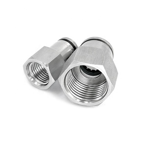 Pcf 304 thép không gỉ thẳng nữ chủ đề khí nén một cảm ứng Push-in không khí nhanh chóng khí nén Phụ kiện kết nối cho ống dẫn khí - Product Image 3