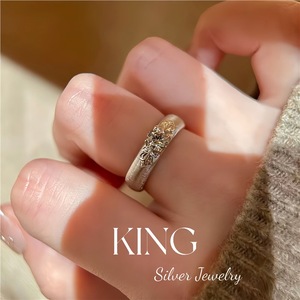 Bague en argent sterling S925 King Silver Jewelry avec motif floral en zircon, alliance pour femme - Product Image 3