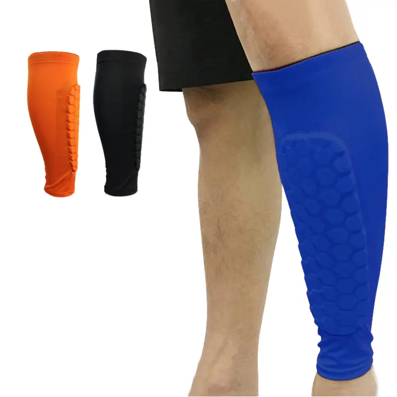 Custom Honeycomb Football Sports Compression Calf Sleeve Brace Soccer Shin Guard Support Shin Pads