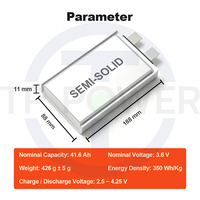 TPENERGY 350Wh/KG 3.6V 40000mAh 41.6Ah Baterai Semi Solid State NMC Silikon Karbon dengan Kepadatan Energi Ultra Tinggi untuk Drone UAV