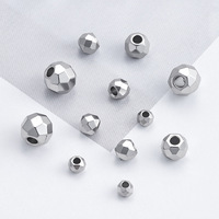 Perles d'espacement en acier inoxydable à facettes diamantées avec trou traversant pour la fabrication de bijoux DIY