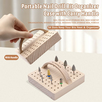 Support professionnel pour 54 embouts de perceuse à ongles, en bois, avec poignée portable, boîte de rangement et présentoir pour embouts de perceuse à ongles