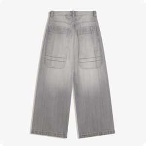 High Street Stone Washed <span class=keywords><strong>Large</strong></span> Leg Denim <span class=keywords><strong>Jeans</strong></span> Grande Poche Arrière <span class=keywords><strong>Jeans</strong></span> Homme Vintage Délavé Gris Clair Baggy <span class=keywords><strong>Jeans</strong></span> - Product Image 5