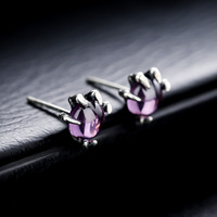 HAOXUAN Boucles d'oreilles griffe de dragon en améthyste - Métal écologique, design simple, tendance, polyvalent, style hip-hop unique, cinq