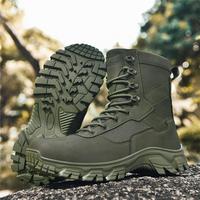 Bottes tactiques pour hommes de grande taille, respirantes, avec semelle extérieure en caoutchouc, dessus en daim, lacets, confortables, doublure en mesh pour la randonnée