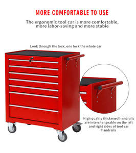 Boîte à outils personnalisable en acier rouge à 7 tiroirs armoire à roulettes Garage chariot à outils coffre à outils - Product Image 3