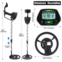Détecteur de métaux souterrain haute précision MD-4090 avec écran LCD, recherche d'or et d'argent, rétroéclairage réglable et fonction mémoire