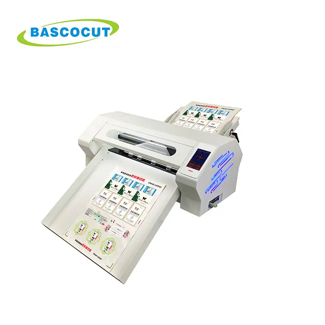 Bascocut A3 + A3 A4เครื่องสแกนฉลาก QR Code/เครื่องตัดสติกเกอร์แผ่นป้อนอัตโนมัติ