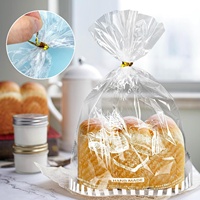 Sacs d'emballage pour pain de 11''x14'' avec soufflet de fond et attaches, en cellophane transparent imprimé « Pain fait avec amour »