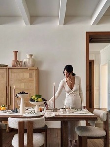 Sedia da Pranzo in Velluto Bianco Stile Moderno e Semplice, Gambe in <span class=keywords><strong>Legno</strong></span> Massello Nordico, Sedia da Caffè, Arredamento per la Casa - Product Image 6