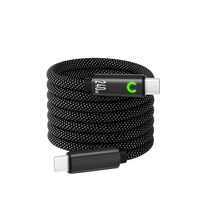 Câble USB C vers USB C magnétique à enroulement automatique 240W, câble de charge rapide tressé en nylon avec voyant lumineux