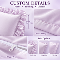 Housse de couette moderne brodée à volants en satin de coton 100% respirant toutes saisons pour chambre à coucher et chambre d'hôtel