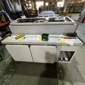 Table <span class=keywords><strong>de</strong></span> préparation commerciale à plateau en verre, réfrigérateur-congélateur, comptoir <span class=keywords><strong>de</strong></span> présentation pour pizzas et salades, vitrine réfrigérée – Vente directe usine - Product Image 2