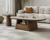 Table basse minimaliste du milieu du siècle avec plateau en pierre frittée et structure en noyer, rectangulaire, pour petit salon, nouveau style chinois