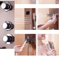 Panneau de douche OEM ODM en SUS304 avec jets latéraux, cascade et pommeau de pluie massant, fixation murale, vente en gros pour projets de salles de bain d'hôtels de luxe