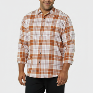Chemise en flanelle à carreaux à manches longues en coton doux brossé personnalisable pour hommes boutonnée respirante pour l'automne/hiver OEM disponible - Product Image 1