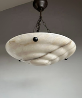Lustres ronds de plafond de luxe de salon de villa d'albâtre de pierre de marbre naturel et lampes suspendues pour les lampes suspendues modernes