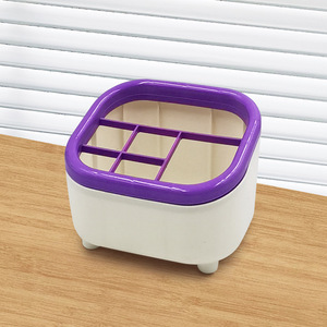 6-compartment trapezoidal pen <b>holder</b>, desktop cosmetic storage box, large capacity dressing table desktop <b>makeup</b> brush and - Product Image 3