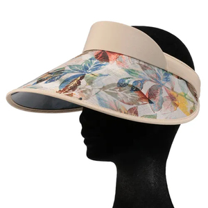 <b>Leaf</b> pattern clip-on sun hat fashion ladies empty top sun hat 100% polyester fiber sun hat - Product Image 5