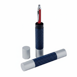 Astuccio Rotondo per Penne a Sfera con 1 Foro, Motivo a Pois Blu, Finiture Argento, Portaoggetti per Penne, Matite e Articoli da Ufficio - Product Image 2