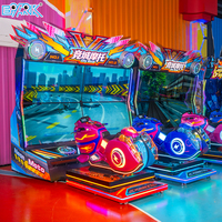 Machine d'arcade de course de moto dynamique EPARK, simulateur de drift commercial pour 2 joueurs avec effet vent pour centre de jeux d'arcade