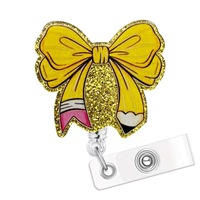 Offre Spéciale – Porte-Badges en Acrylique Scintillant avec Accessoires Mignons (Noeud, Stéthoscope) et Enrouleur Rétractable pour Infirmières