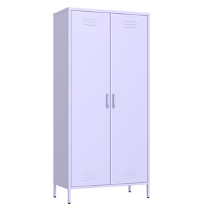 Armoire en acier colorée pour chambre à coucher Armoire de rangement en métal autoportante avec 2 portes pour placard ou salon pour enfants - Product Image 3