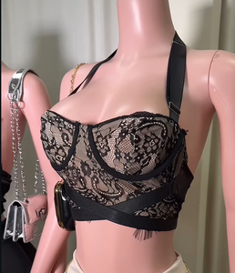 Viviblook Z0203TP – Nouveau débardeur sexy en dentelle pour femme, style licou court - Product Image 2