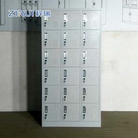 Casier métallique à 18 compartiments avec serrure à clé pour vêtements, idéal pour salle de sport, école, dortoir - Armoire de rangement en acier