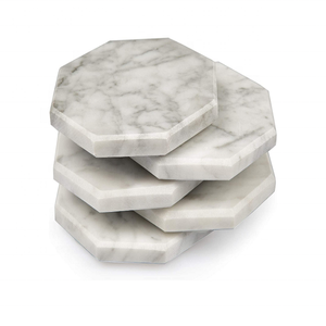 Sous-verre octogonal de style américain en marbre blanc, écologique, tailles personnalisables pour la cuisine - Product Image 5