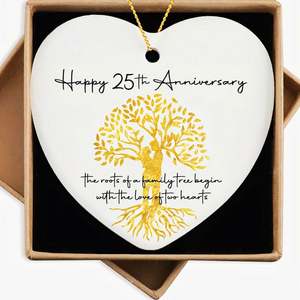 New Design <b>Heart</b> Shaped Ceramic Ornament 25Th Wedding Anniversary Christmas Ceramic Pendant - Product Image 2