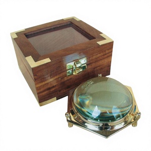 Lupa en forma de cúpula de latón pulido brillante en caja náutica, regalos embalados, lupa elegante, artículo de regalo promocional - Product Image 1